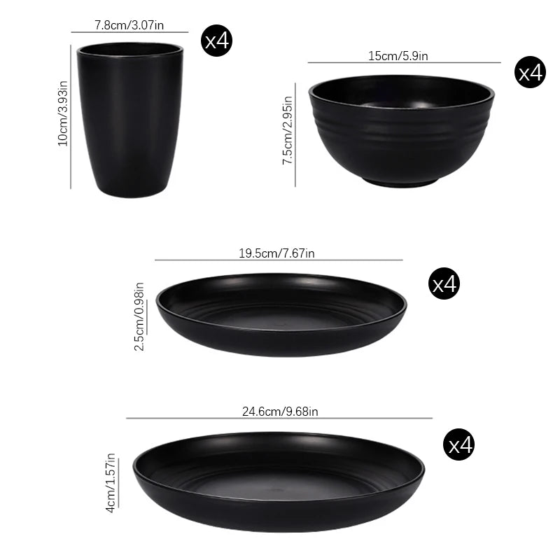Black Plate Cup 4pcs/16pcs